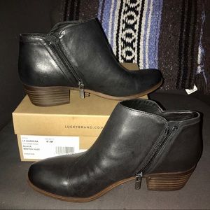 NIB Lucky Brand Bareesa Bootie, black leather 8.5